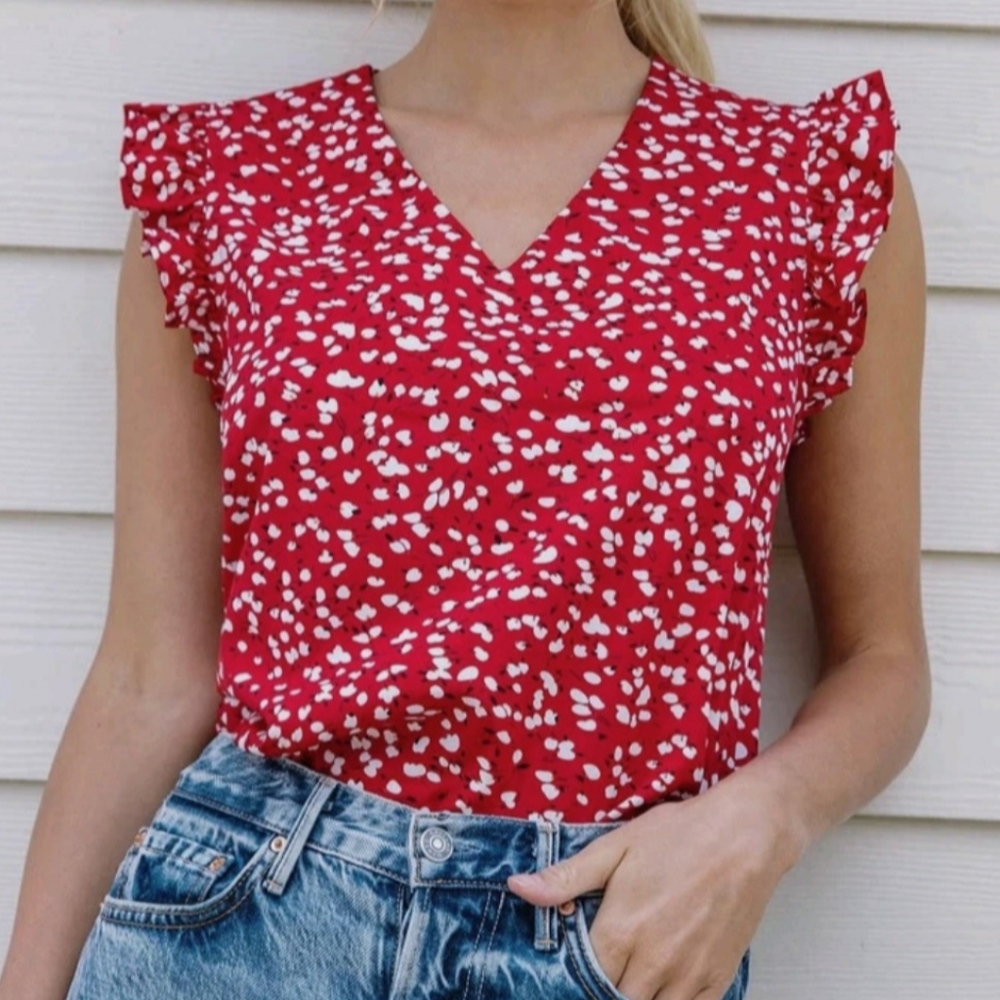 V-Neck All-Over Print Top